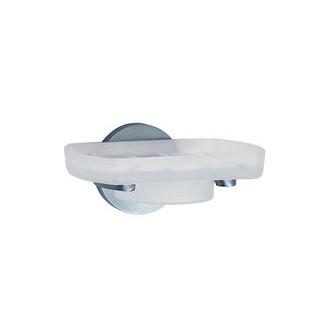 Smedbo LS342 Wall Mounted Frosted Glass Soap Dish with Brushed Chrome Holder from the Loft Collection